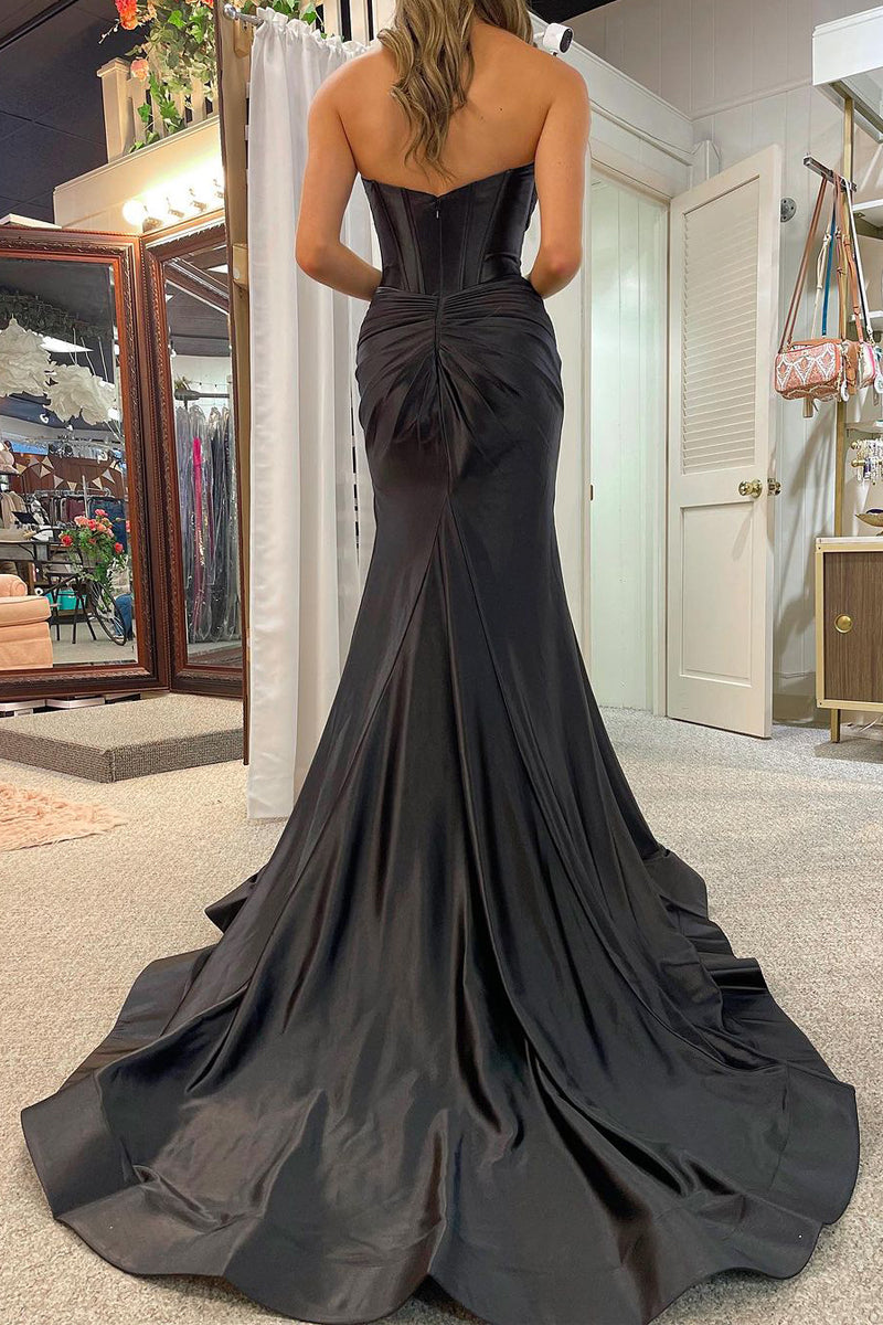 Black satin outlet mermaid dress