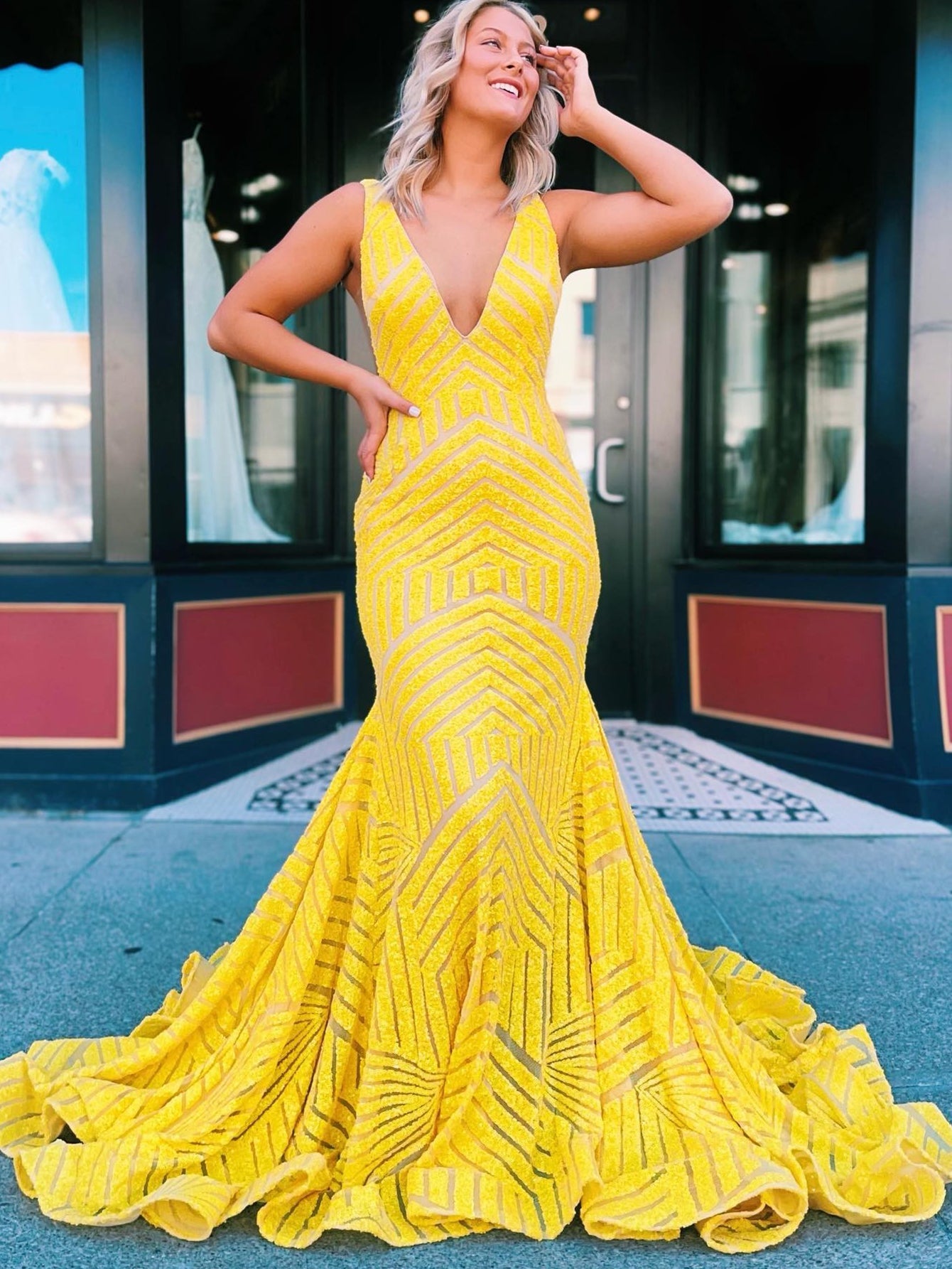 Mustard 2025 fishtail dress