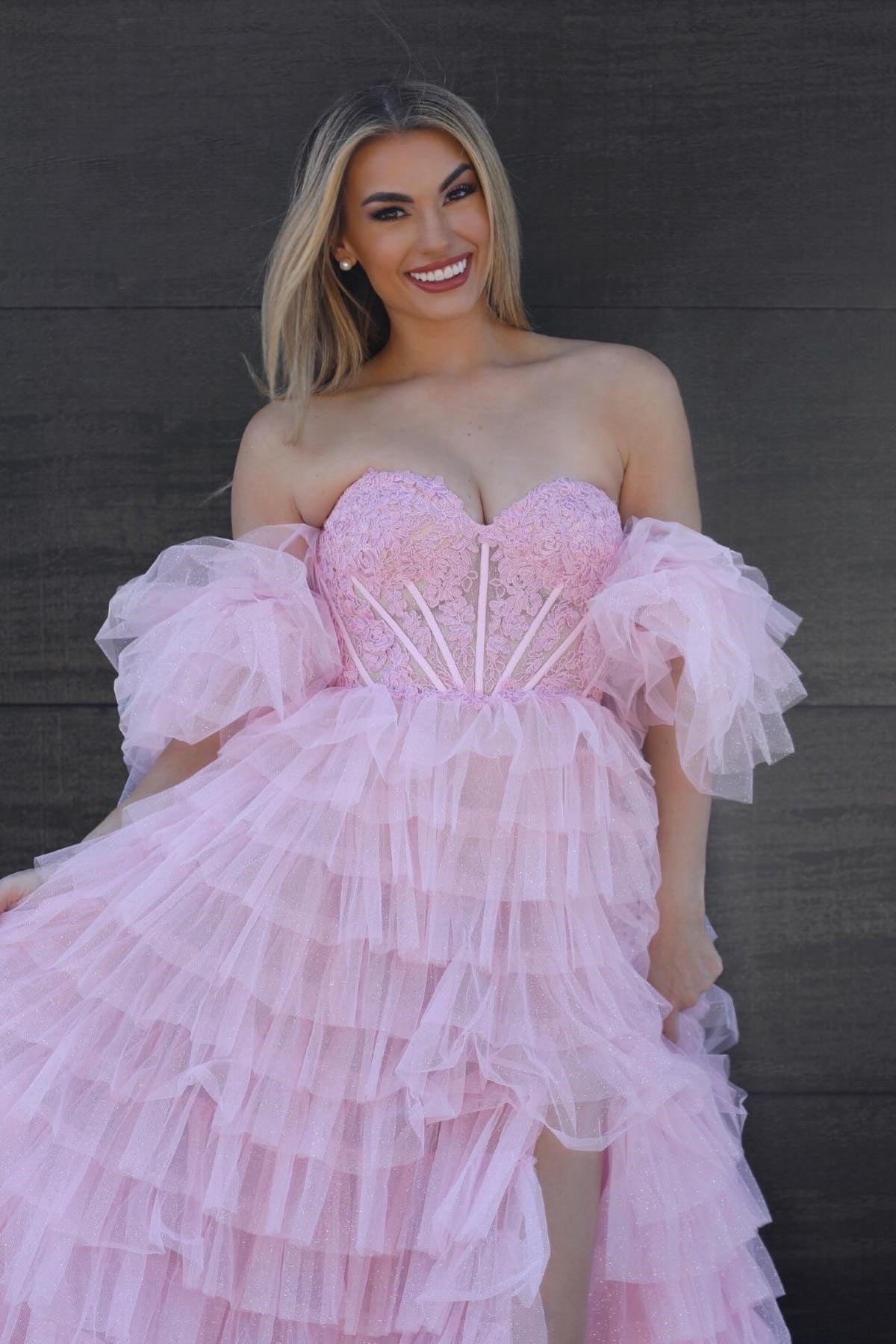 Pink tulle outlet skirt prom dress