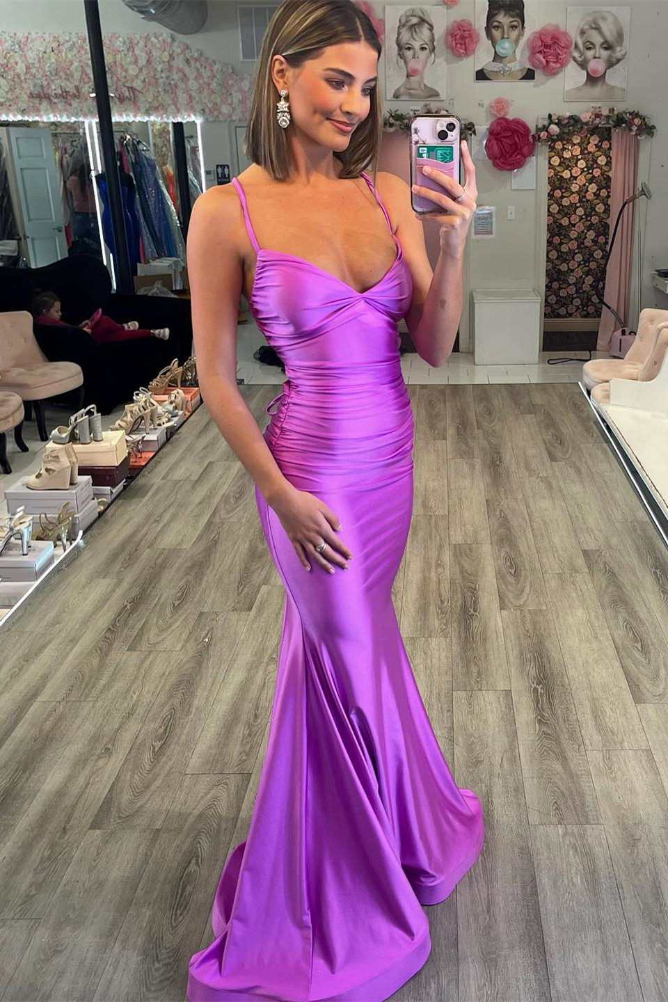 Lavender silk prom dress sale