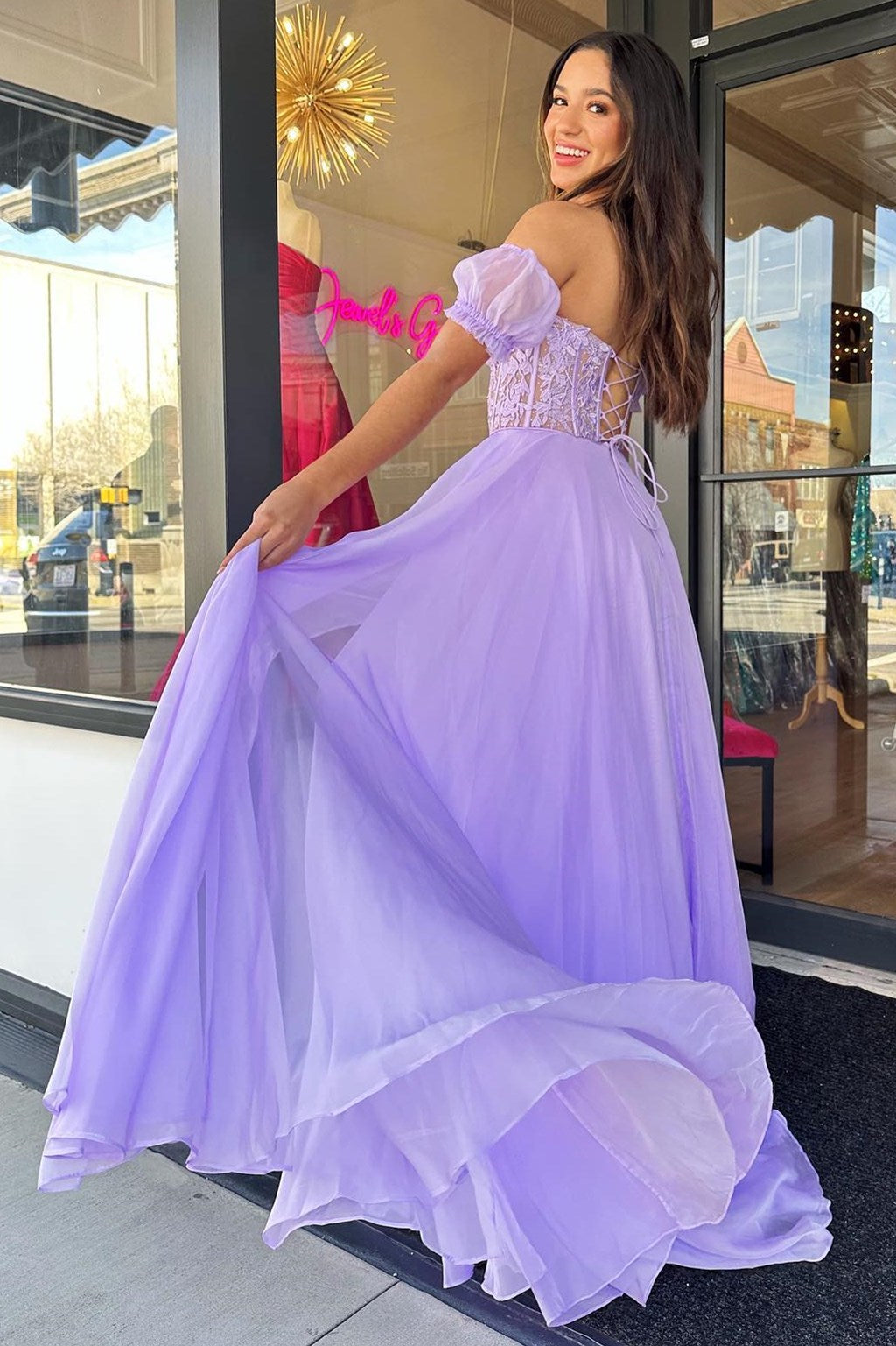 chiffon lilac long sleeved cocktail dresses