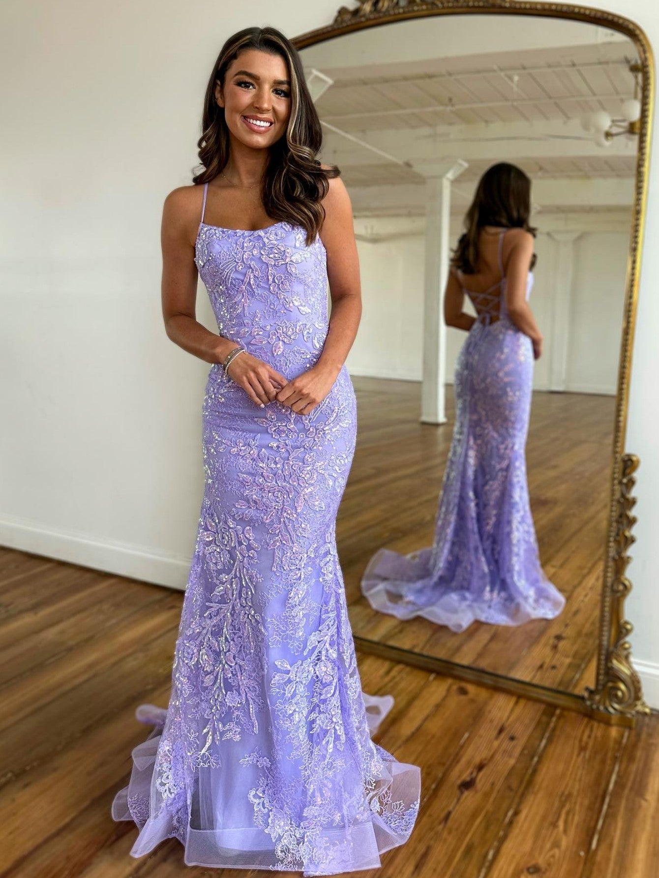 Aaliyah Hot Pink Spaghetti Straps Satin Mermaid Prom Dress with