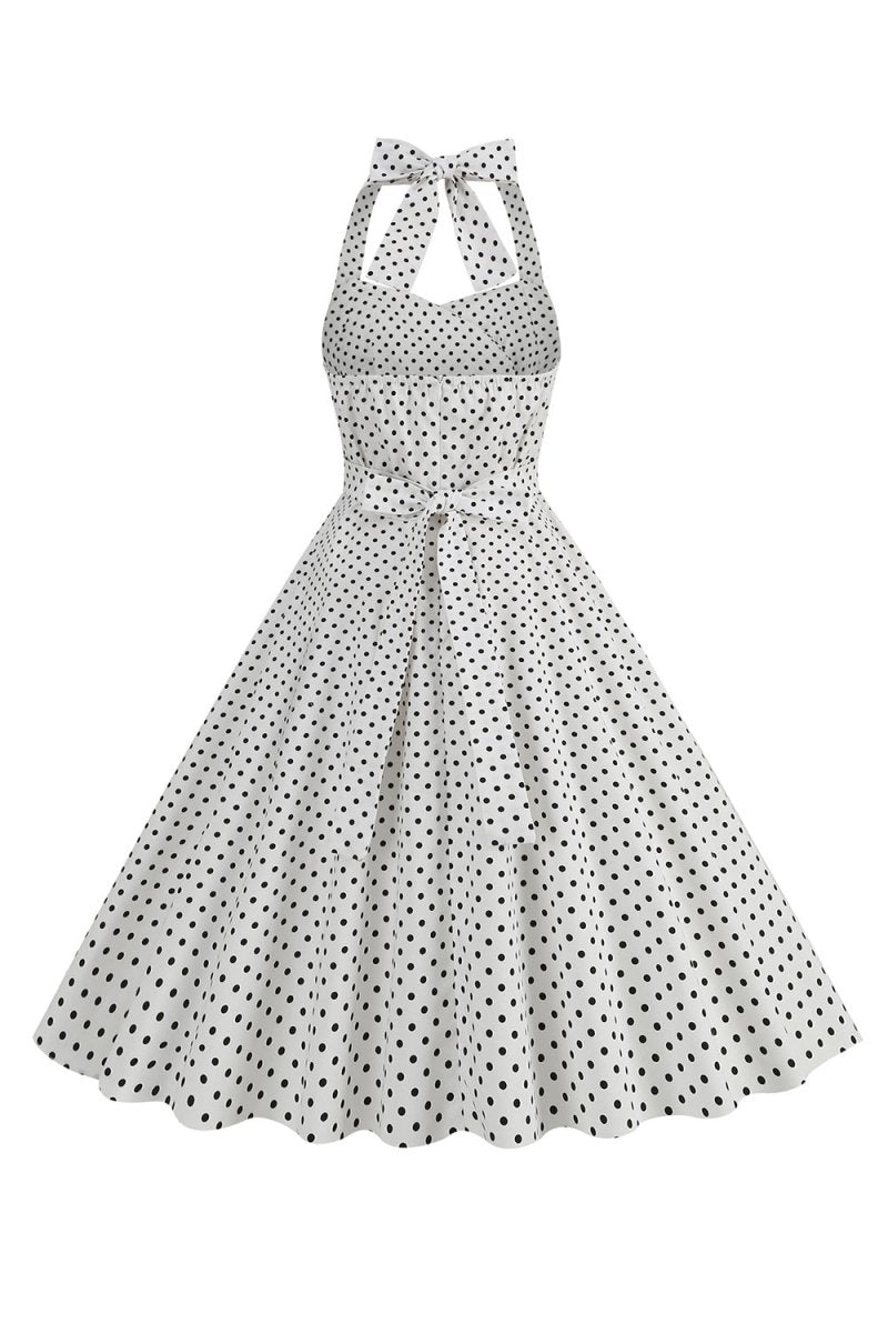 Halter Red Polka Dots 1950s Dress - KissProm