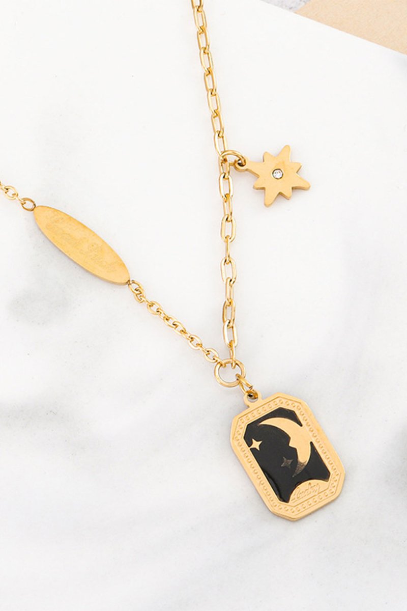 Gold Enamel Necklace Clavicle Chain - KissProm