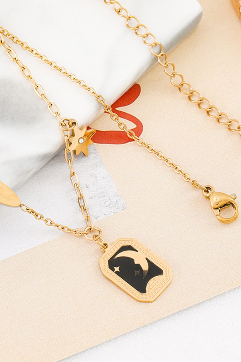 Gold Enamel Necklace Clavicle Chain - KissProm