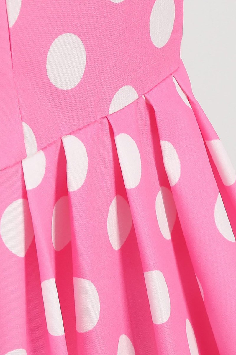 Polka Dots Barbie Pink Sleeveless 1950s Dress - KissProm