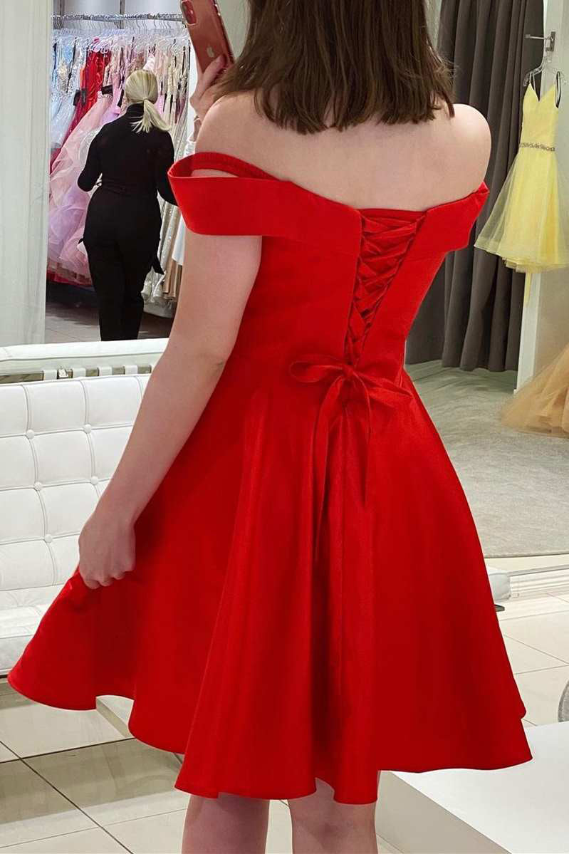 Off the shoulder 2025 red homecoming dress