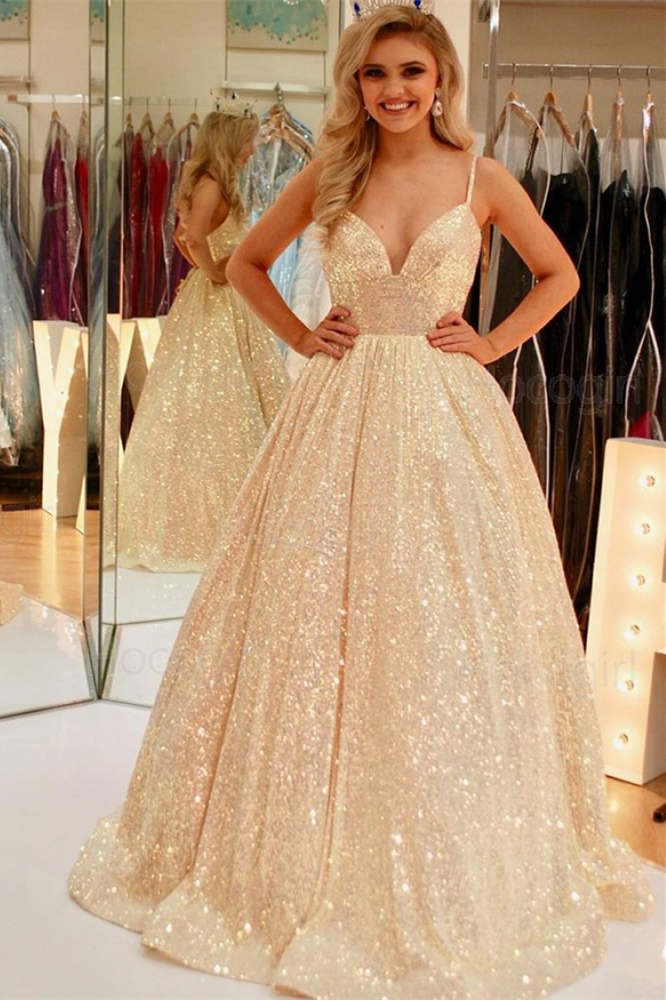 Sparkly Pearl Pink Prom Dresses