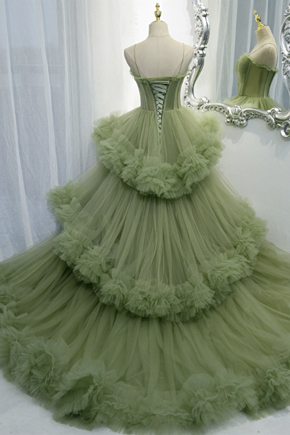 Pleated tulle clearance formal dress