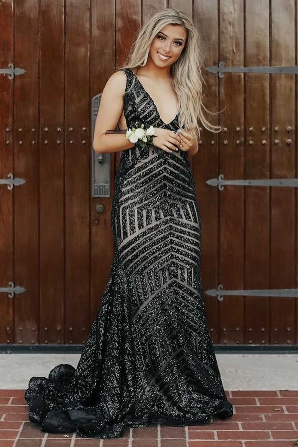 Brown Sequins Mermaid Prom Dress