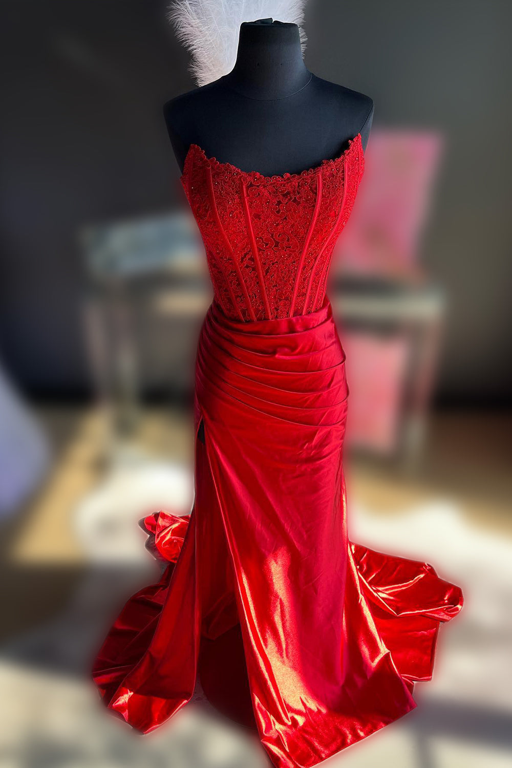 Red Strapless Party Dress