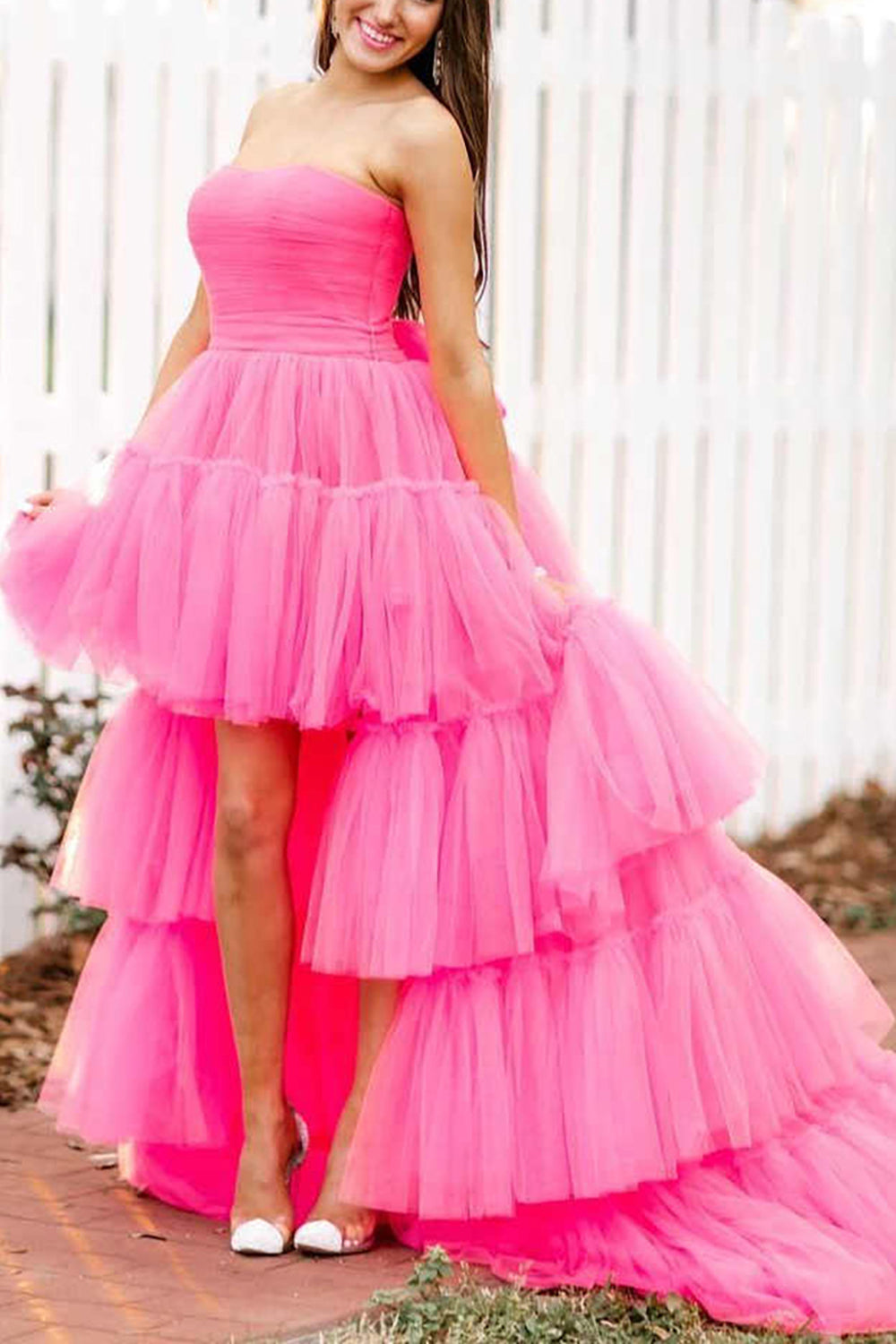 Strapless high low outlet prom dress