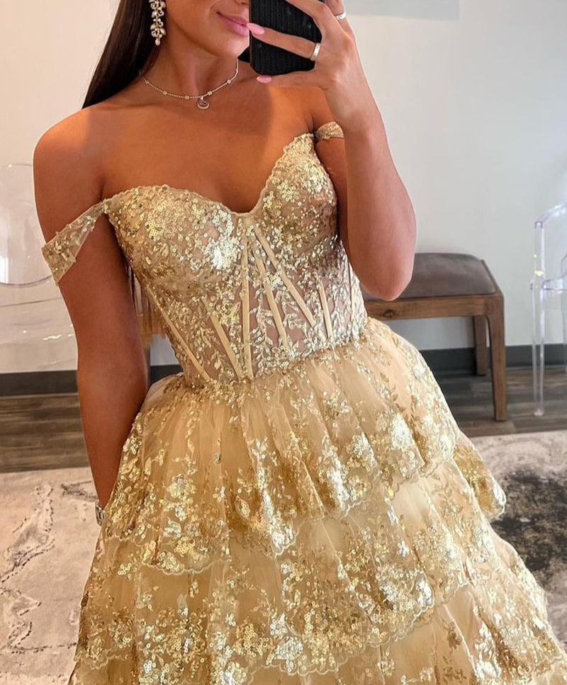 Gold prom dresses outlet near me