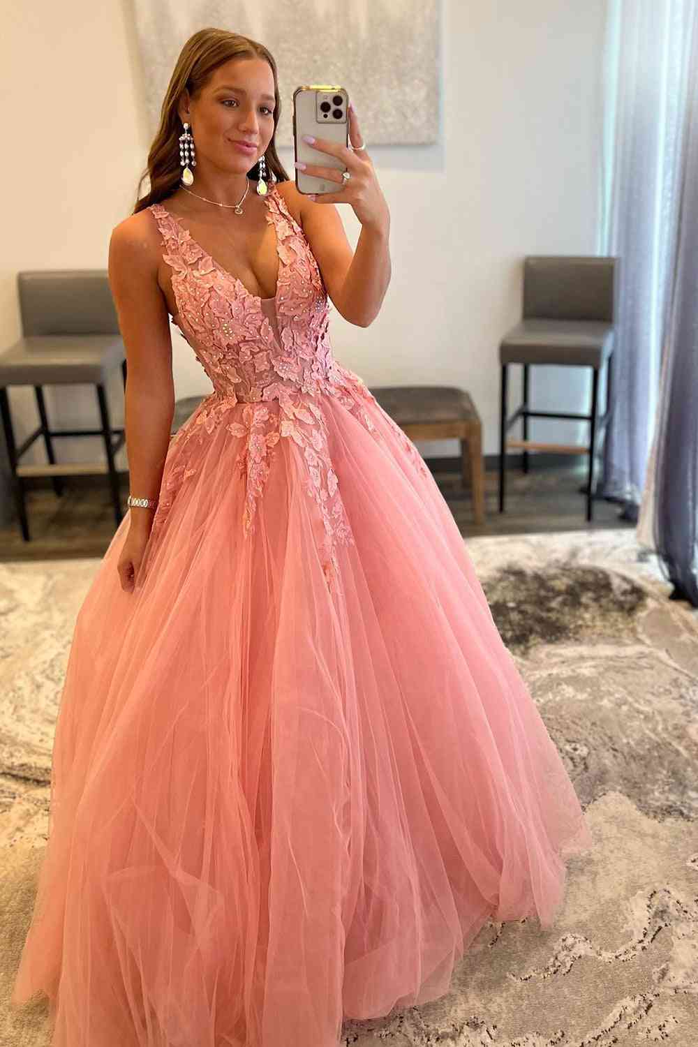 Tulle prom dress long sale