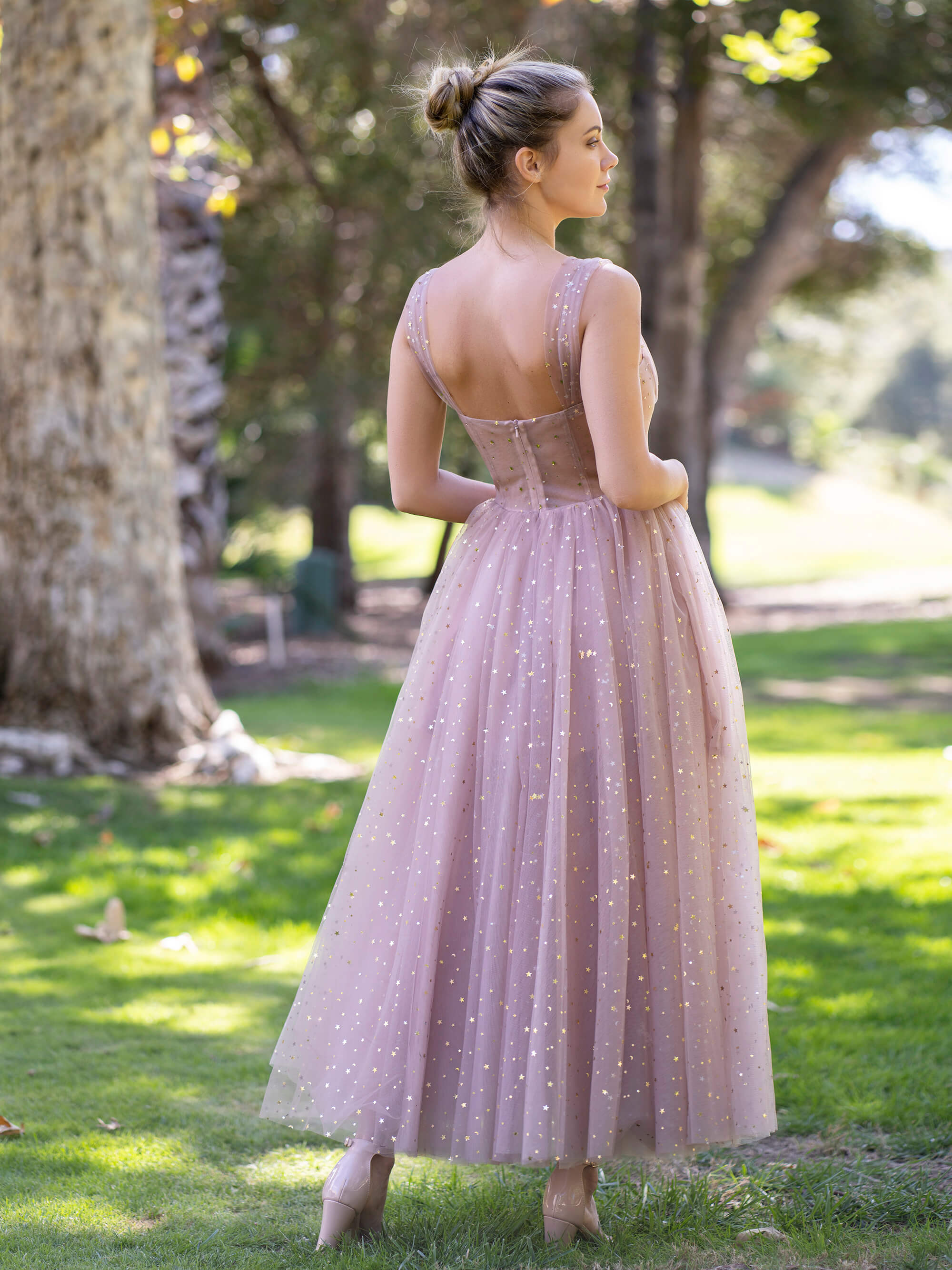 Ankle Length Tulle Prom Dresses