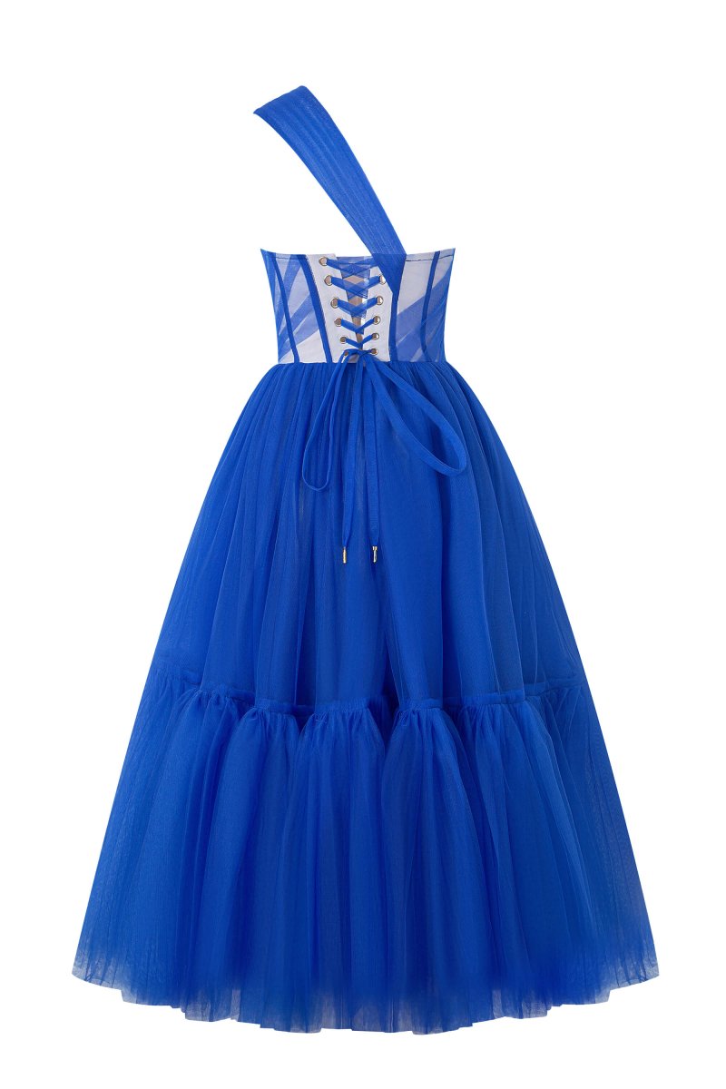 One - Shoulder Cocktail Tulle Dress - KissProm