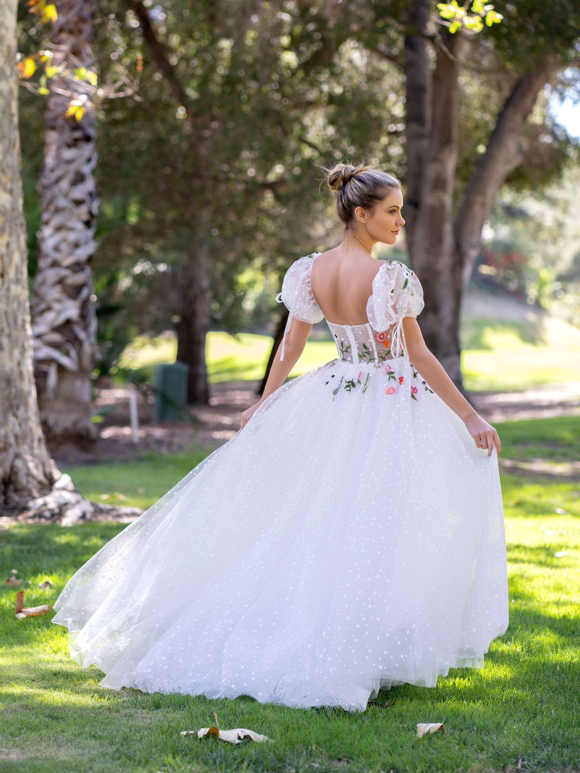 White embroidered 2025 prom dress