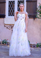 Sweetheart Neck Floor Length Tulle Embroidery Floral Prom Dress - KissProm