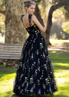 Sweetheart Neck Floor Length Tulle Embroidery Floral Prom Dress - KissProm