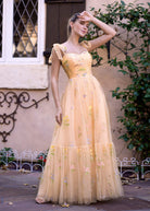 Sweetheart Neck Floor Length Tulle Embroidery Floral Prom Dress - KissProm