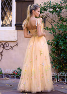 Sweetheart Neck Floor Length Tulle Embroidery Floral Prom Dress - KissProm