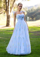 Sweetheart Neck Floor Length Tulle Embroidery Floral Prom Dress - KissProm