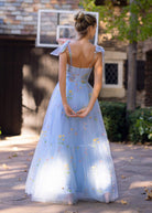 Sweetheart Neck Floor Length Tulle Embroidery Floral Prom Dress - KissProm