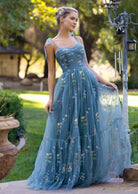 Sweetheart Neck Floor Length Tulle Embroidery Floral Prom Dress - KissProm