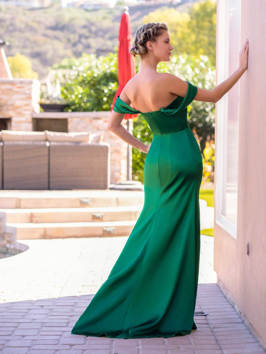 Trumpet/Mermaid Off - the - Shoulder Satin Evening Dress - KissProm